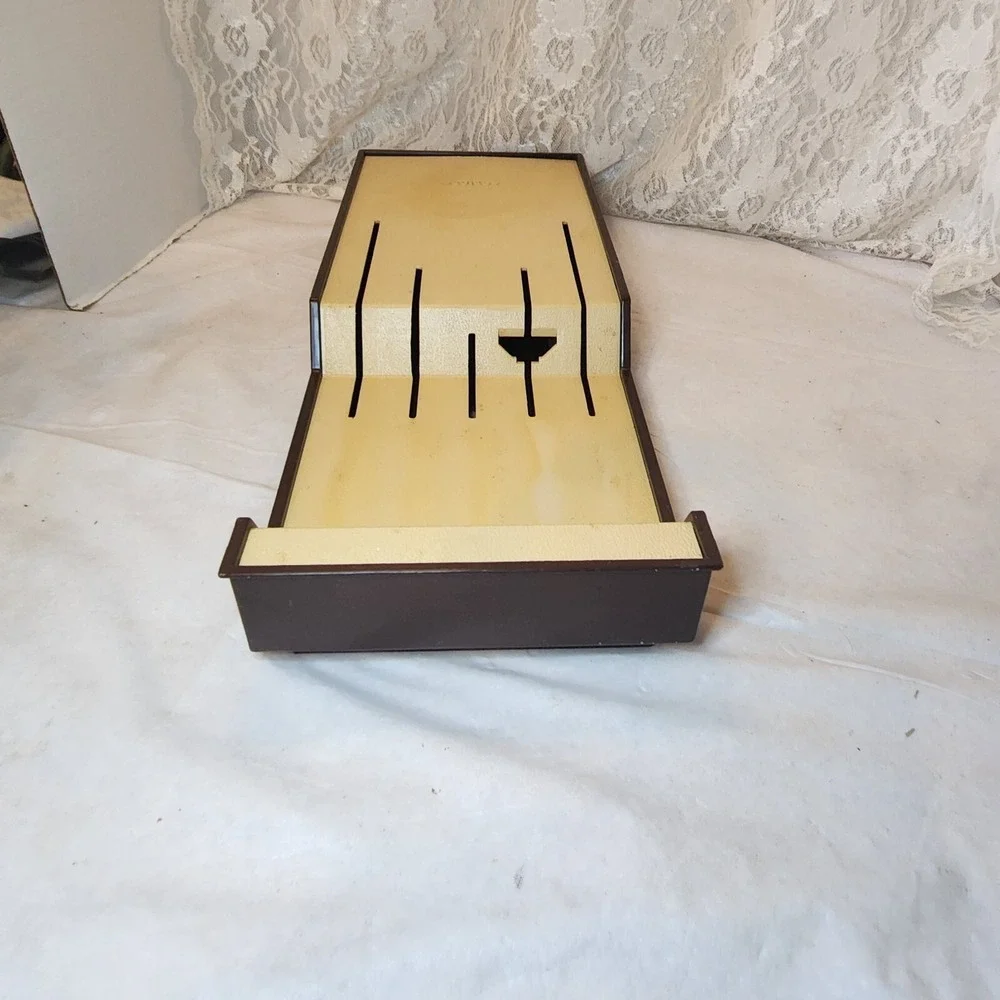 CUTCO Knife Fork Holder 5 Slot #1742 Plastic Tray‎ Drawer Wall Mount Brown Tan